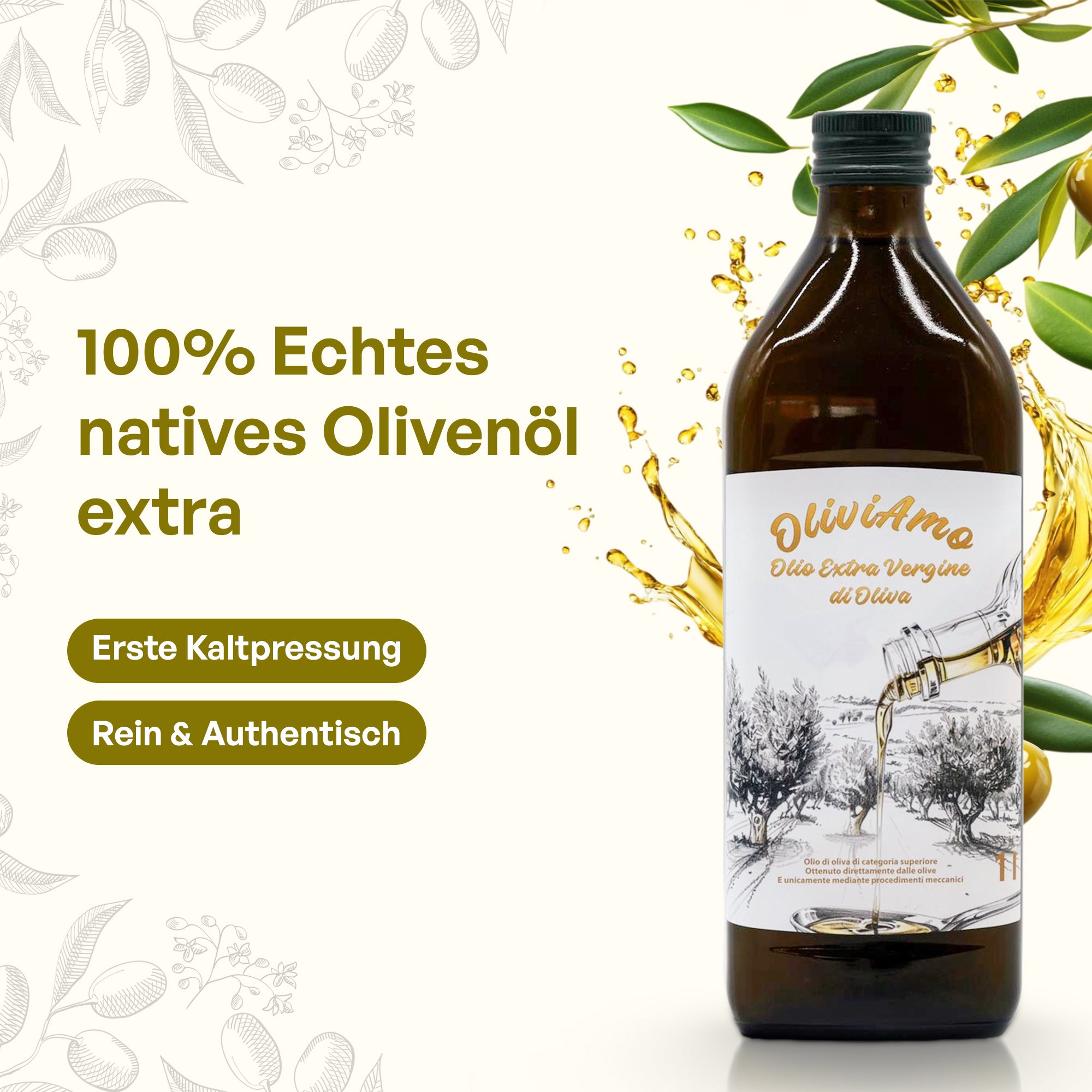 Olivenöl 1L OliviAmo – 100% Echtes Natives Olivenöl Extra aus Avellino 🇮🇹