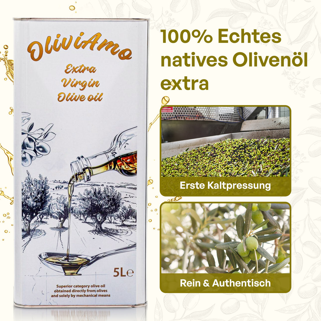 Olivenöl 5L OliviAmo – 100% Echtes Natives Olivenöl Extra aus Avellino 🇮🇹