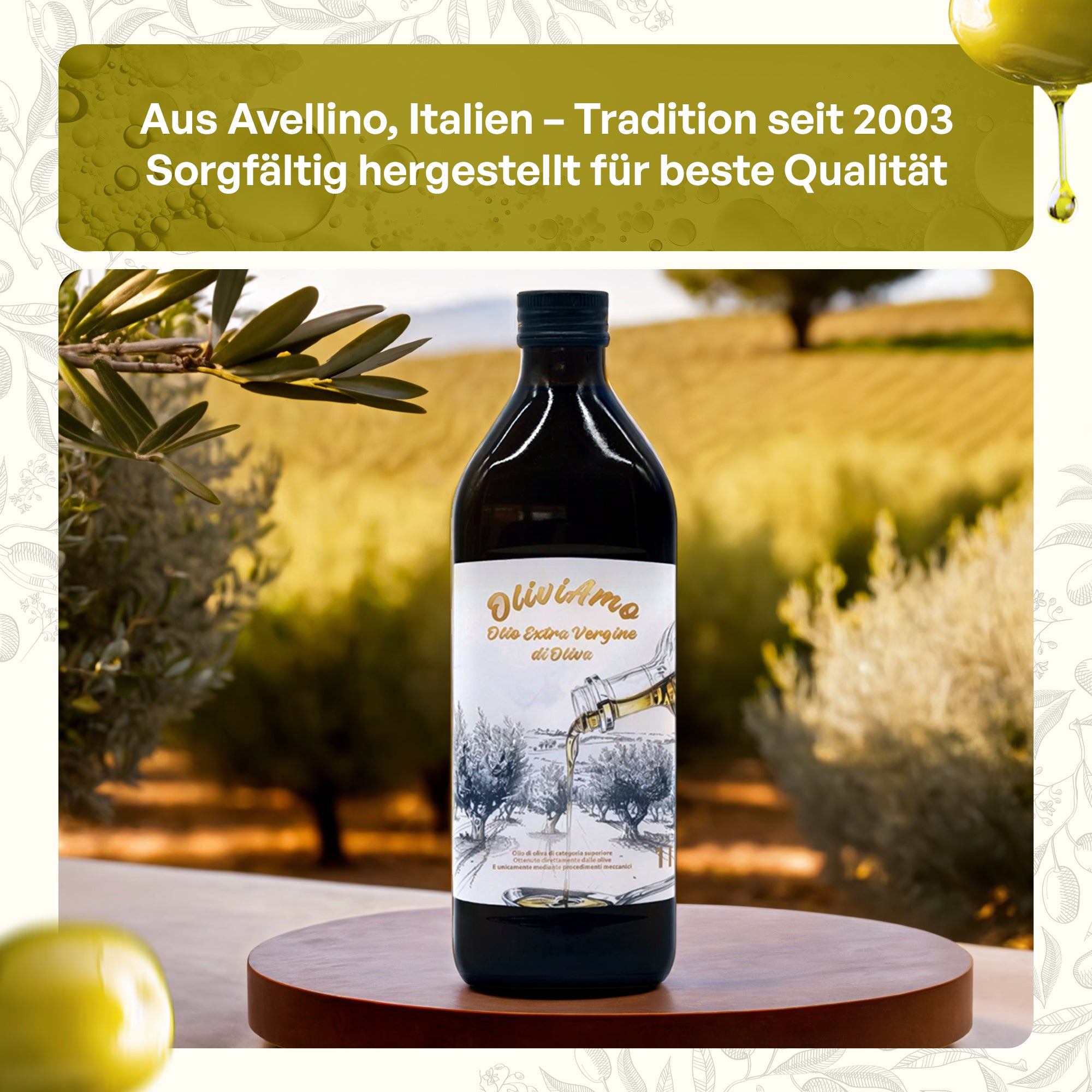 Olivenöl 1L OliviAmo – 100% Echtes Natives Olivenöl Extra aus Avellino 🇮🇹