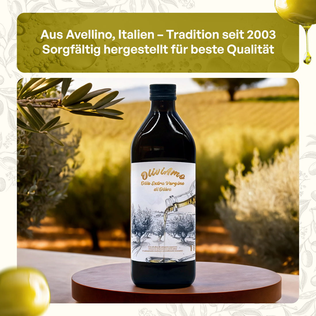 Olivenöl 1L OliviAmo – 100% Echtes Natives Olivenöl Extra aus Avellino 🇮🇹