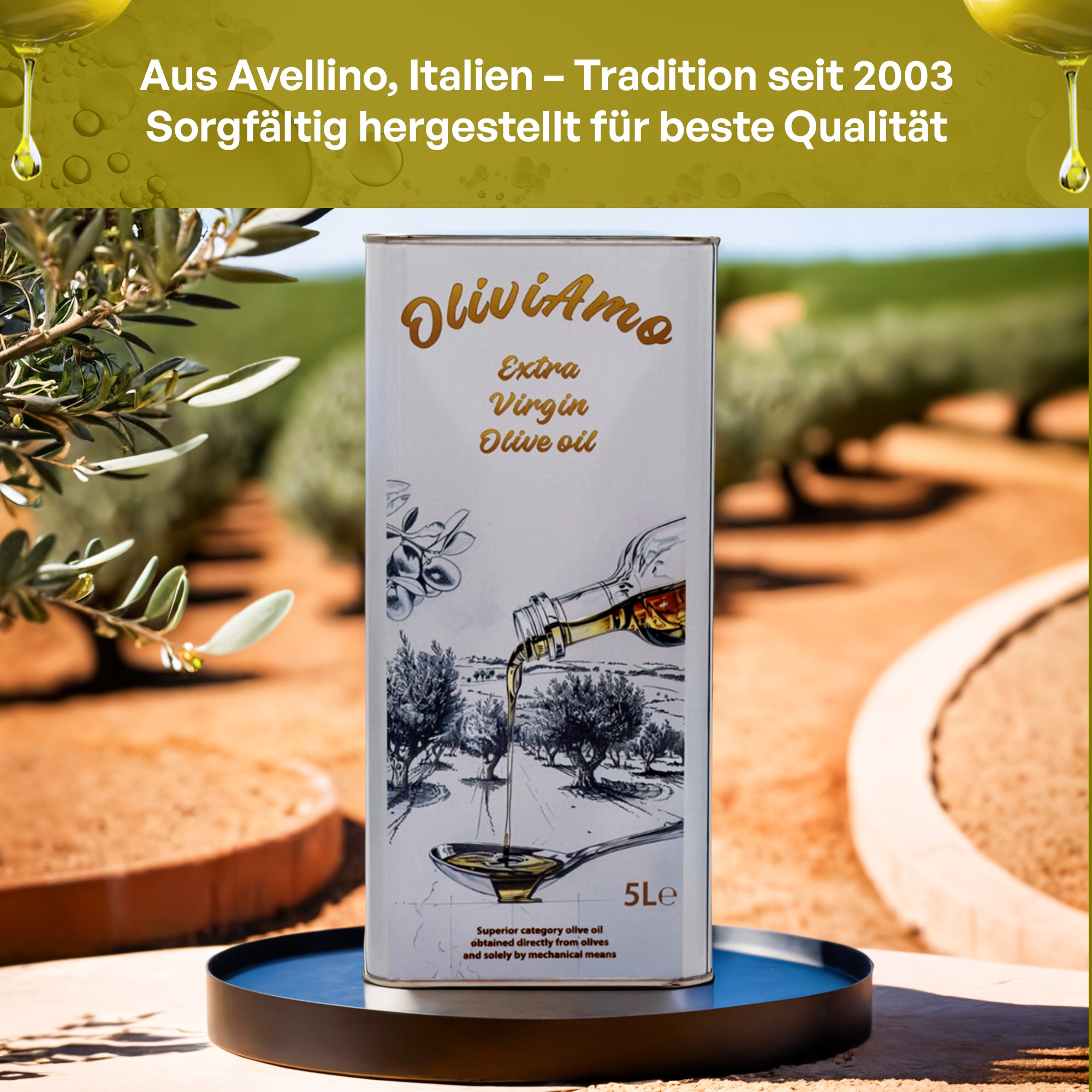 Olivenöl 5L OliviAmo – 100% Echtes Natives Olivenöl Extra aus Avellino 🇮🇹